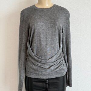 Derek Lam Collective Drape Front Knit Top M Cashmere Silk Soft Crew Neck New NWT